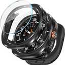 LETOID 3 in 1 Metal Case for Samsung Galaxy Watch Ultra/Ultra 2 Screen Protector 47mm, Stainless Steel Protective Bumper Face, Hard PC Back Cover and 9H Tempered Glass Film for 7 Ultra & 8 Ultra (Black/White)