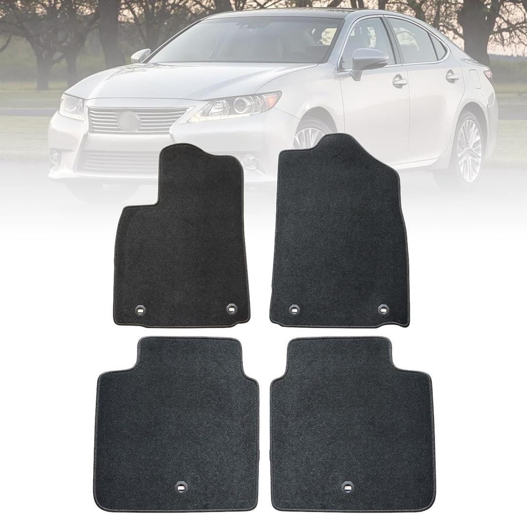 SecosAutoparts 4 Pieces Black Velour Carpet Floor Mats Front & Rear Floor Mats Compatible with Lexus ES350 300h 2013 2014 2015 2016 2017 2018
