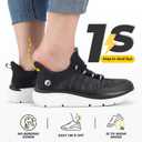 FitVille Slip On Sneakers Women Slip On Shoes Hand Free Wide Walking Shoes Arch Support Shock Absorption Memory Foam for Bunions Heel Bone Neuropathy Black 7 Extra Wide