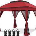 COOS BAY 11x11 Pop Up Gazebo with Mesh Netting, Instant Outdoor Canopy Tent, Water Resistant Shelter with UPF 50+ UV Protection, 121 Sq Ft Coverage, Red