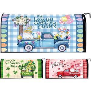 Menkxi 3 Pcs Easter Mailbox Covers 21 x 18 Inch Easter Magnetic Mailbox Covers Wraps Post Letter Box Cover for Outdoor Garden