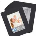 Somime 25 Pack Black Picture Mats - 8x10 Pre-Cut Mats for 5x7 Photos - White Core Bevel Cut Frame Matte, Acid Free, Ideal for Frames, Artwork and Prints