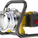 TDRSUPER 1.0HP Electric Shallow Well Pump 110V Portable Water Transfer Pump 1080GPH 18GPM Stainless Steel Pumps 150ft Heigh Draining Irrigation Pump for Garden Lawn Draining Irrigation System