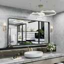 Hasipu Black Bathroom Mirror 41x21 Inch Rounded Rectangle Vanity Mirror Metal Framed Wall Mirrors Anti-Rust Surface Mount (Horizontal/Vertical)