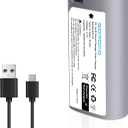 EN-T2 Replacement Battery for LiftMaster/Chamberlain myQ Smart Garage Video Keypad - Compatible with Model 18650MH1-1S2P, High Capacity, Includes USB-C Charging Cable (1 Battery)