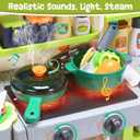HOLYFUN Kids Kitchen Playset, Pretend Play Kitchen with Sounds and Lights, Cooking Stove Steam,Play Sink and Play Food,Toy Kitchen Set for Kids Toddlers, Green