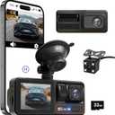 3 Channel Dash Camera for Cars,Triple Lens 4K+1080P+1080P Dash Cam Front Rear Inside,Built-in 5G WiFi & App, Night Vision,24H Parking Mode,Loop Recording,170 Wide Angle,32GB Card Included(Black)