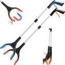 32.65"Grabber Reacher Tool, Foldable Picker, 360Rotating Grabber with Magnetic for Seniors and Disabled (Blue+orange)