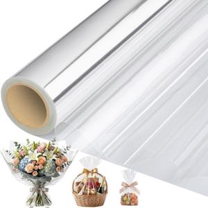 woric Cellophane Wrap for Gift Baskets 17In X 82 Ft Clear Cellophane Wrap Roll Gift Basket Wrapping Plastic for Mothers Day Graduation Gifts Baskets Treats Cookies Bouquets Birthday Wedding