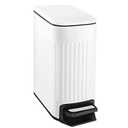 TIPGO Slim Bathroom Trash Can with Lid Soft Close, Step Pedal, 6 Liter / 1.6 Gallon Stainless Steel Trash Bin, Small Garbage Cans for Bedroom, Office, Kitchen (White)
