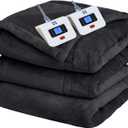 Sealy Electric Blanket King Size, Flannel Heated Blanket with Dual Controller, 10 Heat Setting & Auto Shut Off for Bed & Living Room - Grey, 100 x 90 Inch