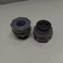 Outus 2 Pieces PVC Bulkhead Fitting with Plugs for Rain Barrels, Aquariums, Water Tanks, Tubs, Pools (1 Inch+5 mm Thick Silicon Seal Gasket, Dark Grey)