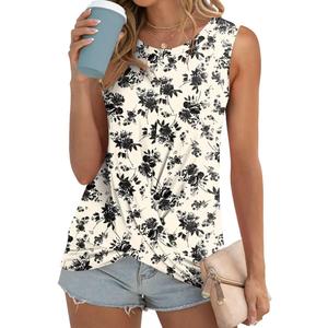 Anydoll Women's Summer Sleeveless Tank Tops Casual Loose Fit Blouse Twist Front Tshirts 3XL
