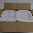 Food Containers Mineral Filled PP Plastic - 7.8 Inch 30oz 65 Pack BPA Free 3 Compartments Shrink Wrap To Go Boxes | Freezer & Microwave Safe for Takeout | White Reusable & Disposable Container
