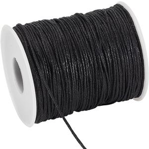 PH PandaHall 100 Yards 1mm Waxed Cotton Cord, Black Waxed String Beading Thread Roll Spool for Bracelet Necklace Jewelry Waist Beads DIY Crafts Making Macrame Supplies
, Black