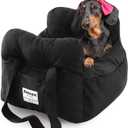 Dog Car Seat for Small Dogs, Portable Puppy Car Seat of Easy Installation, Fashionable Pet Carrier Bag with Large Pockets, Machine Washable Dog Booster Seat (Black)