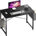 OLIXIS Computer Desk, 44 Inch Home Office Desks for Small Spaces, Writing Craft Study Gaming Table for Bedroom, Modern Computer Workstation with Storage Bag and Headphone Hook, Black