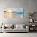 Beach Wall Art Pictures for Living Room Ocean Canvas Wall Art Decor Beach Scene Painting for Bedroom Blue Seascape Theme Art Print for Home Office Decoration Ready to Hang(24"48")