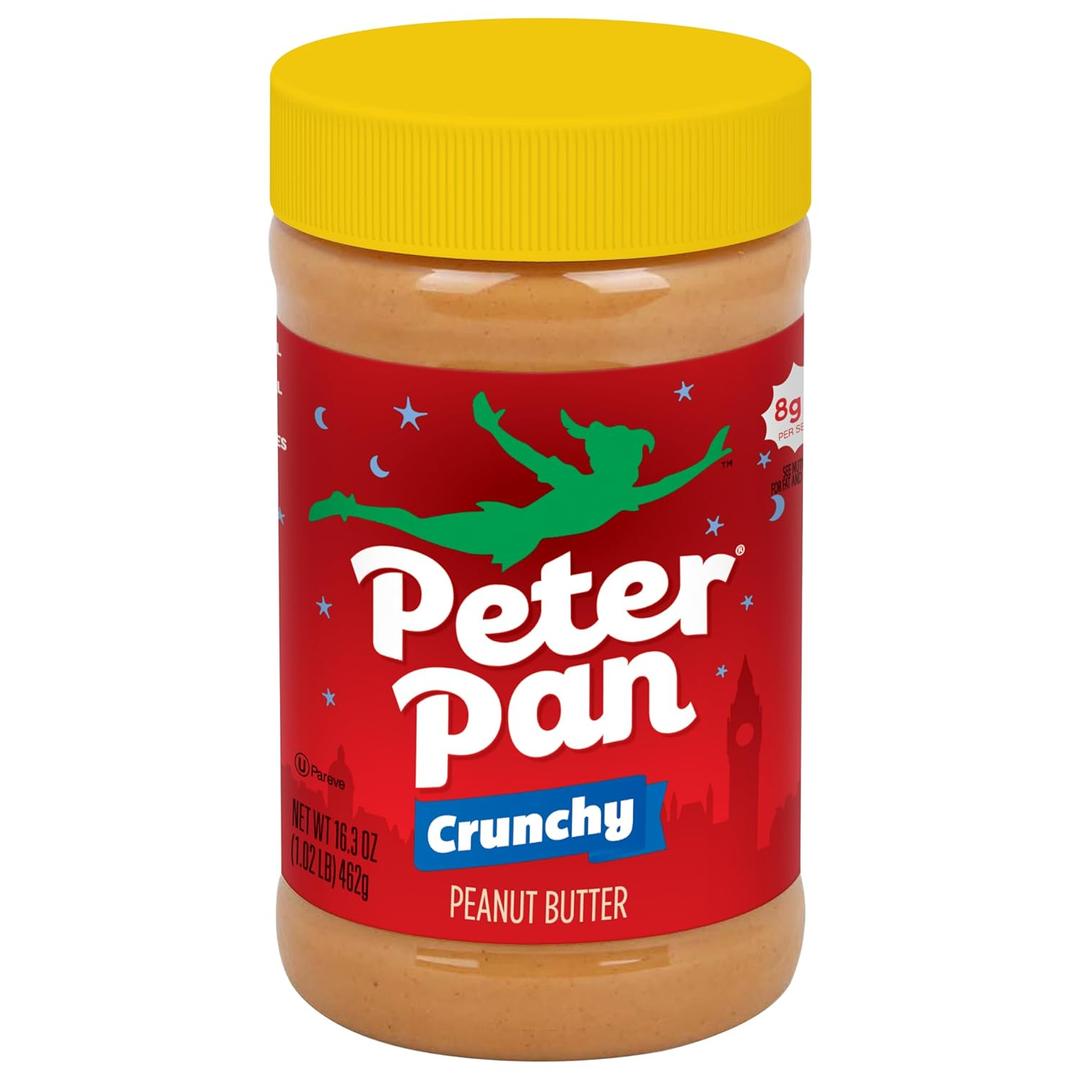Peter Pan Crunchy Peanut Butter, Made with Roasted Peanuts, Gluten Free, 16.3 oz Jar (12 Count) (EXP 03/14/27)