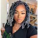 Pre-twisted Passion Twist Hair 10 Inch 8 packs Short Passion Twist Crochet Hair Pre-looped Crochet Braids for Women Gray Passion Twists Synthetic Curly Crochet Hair Extensions 1B/Gray
