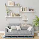 Harwaya White and Gold Floating Shelves 36 Inch Long, Wall Shelves for Bedroom Books, Modern Wall Hanging Bookshelf Unit for Living Room Office Kitchen Bathroom Decor - Set of 3