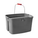 Rubbermaid Commercial Products Double Pail Plastic Bucket for Cleaning Easy to Carry 19 Quart Gray Cleaning Caddy Supplies Organizer with Handle for Bathroom/Kitchen