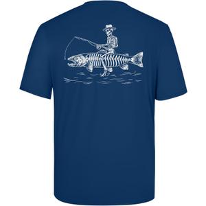 Men's Fishing Shirt Short Sleeve, UPF 50+ UV Sun Protection T-Shirt, Quick Dry Graphic Tee for Swim Surf (Blue, XXXL)