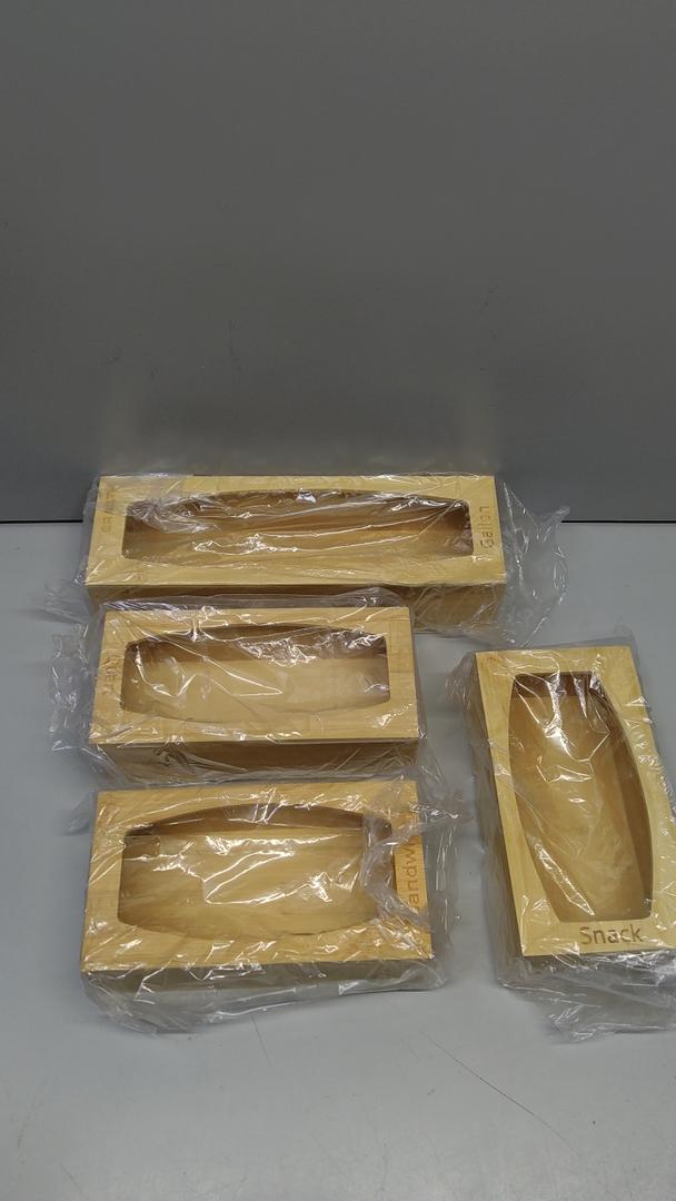 4 Wooden Boxes For Snacks Quart Gallon Sandwich