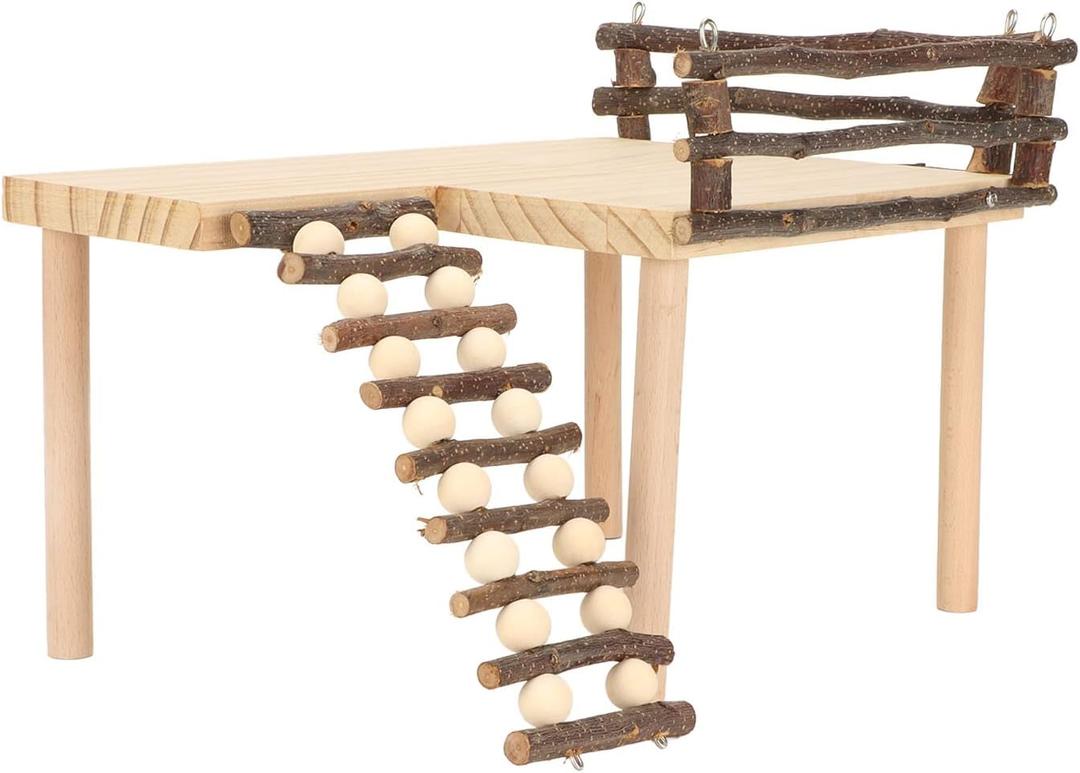Hamster Platform, Wooden Reptile Bridge, Hamster Enrichment Toys for Guinea Pigs, Chinchilla, Gerbils, Squirrels, Reptiles and Other Small Pets