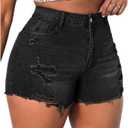 Plus Size Denim Shorts Women High Waisted Ripped Folded Hem Jean Shorts
 (size 18)