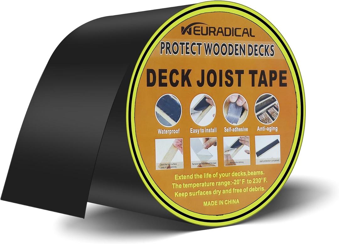 Butyl Joist Tape for decking 4" x 50', Waterproof Deck Joist Tape for Wood Joists Decks Beams Roof, Flashing Deck Tape Butyl Joist Tape for decking 4" x 50', Waterproof Deck Joist Tape for Wood Joists Decks Beams Roof, Flashing Deck Tape