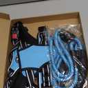 PoyPet Dog Harness and Leash Combo, Escape Proof No Pull Vest Harness, with 5 Feet Leash, Reflective Adjustable Soft Padded Pet Harness with Handle for Small to Large Dogs(Blue,L)