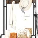 Homeiju Hall Tree with Bench and Shoe Storage, 3-in-1 Entryway Organizer with 6+2 Hooks, Coat Rack with Adjustable Feet for Stability, Mudroom Furniture with Storage Shelf