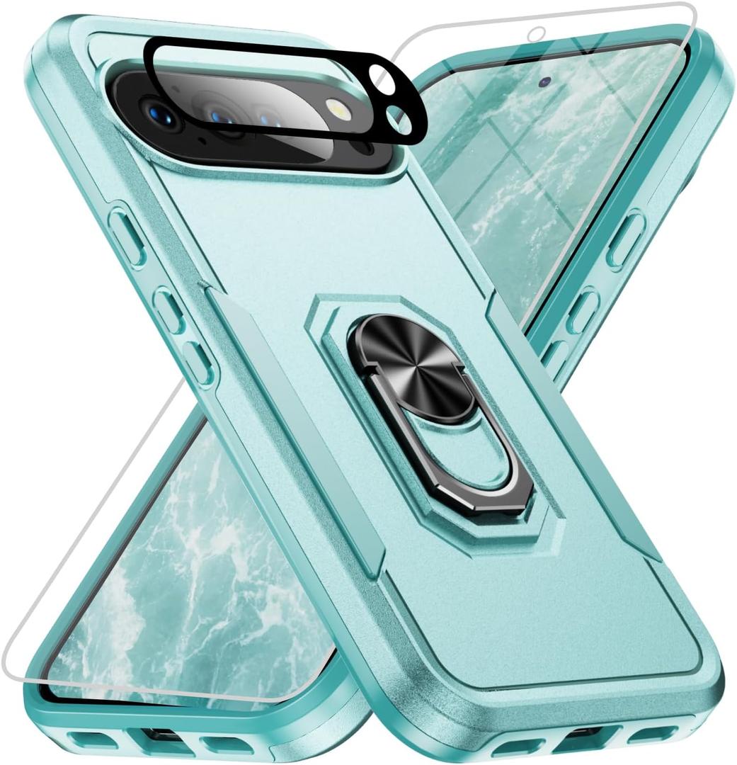 for Google Pixel 10 Pro Case [15 FT Military Grade Drop Protection] with Screen Protector & Lens Protector Heavy-Duty Shockproof Kickstand Case for Pixel 10 Pro Green