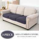 LA MEACK Couch Cushion Covers Seat Cushion Cover Stretch Couch Cover Separate Sectional Sofa Slipcovers Furniture Protector (3 Pieces for Seat or Sofa Backrest, Dark Grey)