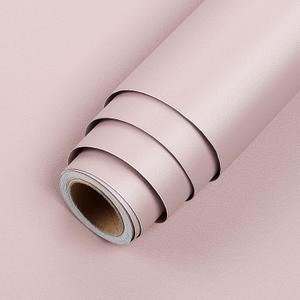 LaCheery 24"x160" Pink Wallpaper for Bedroom Champagne Pink Peel and Stick Wallpaper 24 Inch Wide Removable Light Pink Contact Paper Peel and Stick Pale Pink Wallpaper Textured for Nursery Wall Drawer