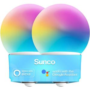 Sunco Smart Globe Bulbs G25 LED, Alexa Compatible LED Decorative Round Vanity Bulbs, 5W, Color Changing RGBCW, Dimmable WiFi Vanity Smart Bulbs for Amazon Alexa, Google Assistant, 2 Pack