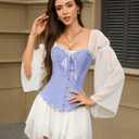 SZIVYSHI Corset Tops for Women, Bustier Shapewear Lingerie, Lace Waist Push Up Bodysuit (Blue, XXXL)