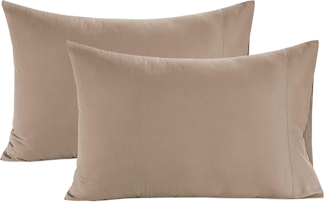 LANE LINEN Pillow Case Covers King Set of 2 100% Egyptian Cotton Sateen Soft Cool & Smooth 1000 Thread Count Cases - Taupe