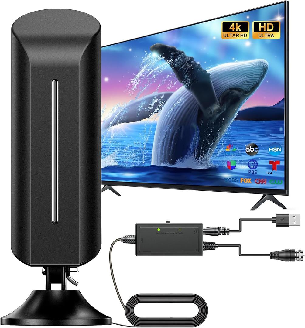 2026 TV Antenna Indoor Antenna for Smart TV for Long Range Reception and All Smart TVs HD Digital Antenna with Amplifier Signal Booster for Local Channels Supports 4K 1080p