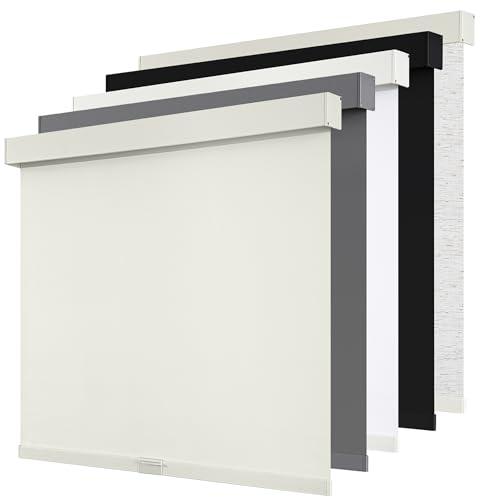 SUNOFF Cordless Blackout Roller Shades Blinds for Windows Free-Stop,Pull Down Room Darkening with Valance,Thermal Insulated Woven Fabric Window Door Blinds for Home,Office,Beige 20" W x 72" L