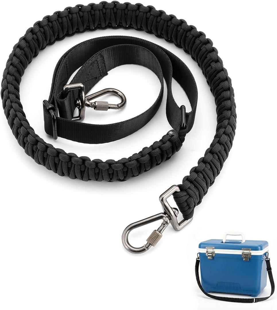 Paracord Strap Compatible with Engel Cooler, 2-Point Paracord Sling, with Metal Clips and Swivels, Adjustable Length, Long-Lasting Comfort for Extended Wear, Ideal for Outdoor and Camping, Black