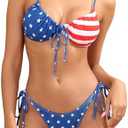 ZAFUL Womens High Cut Thong Bikini Set Swimsuits Cami String Sexy Bathing Suit, M