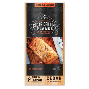 Fire & Flavor Cedar Planks, Great for Cedar Planked Salmon, Sustainably Sourced & Certified, 2-Pack, 11 inch