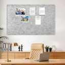 Large Bulletin Board - 60 X 36 inches Decorative Felt Pin Board - 5' x 3' Cork Board Alternative for Wall - Foldable Photo Board Self-Adhesive Vision Board Prayer Board with 30 Pushpins - Silver Gray