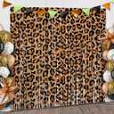 Cheetah Print Foil Fringe Curtains Birthday Decorations, 2 Pack 3.28 x 6.56 Ft Leopard Print Fringe Backdrop Cheetah Photo Booth Props Animal Birthday Party Decorations Favor Supplies