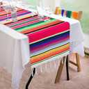 Mexican Table Runner 14 x 84 Inch Mexican Serape Table Runner for Mexican Party Wedding Decorations, Fringe Cotton Table Runner (Pink)
