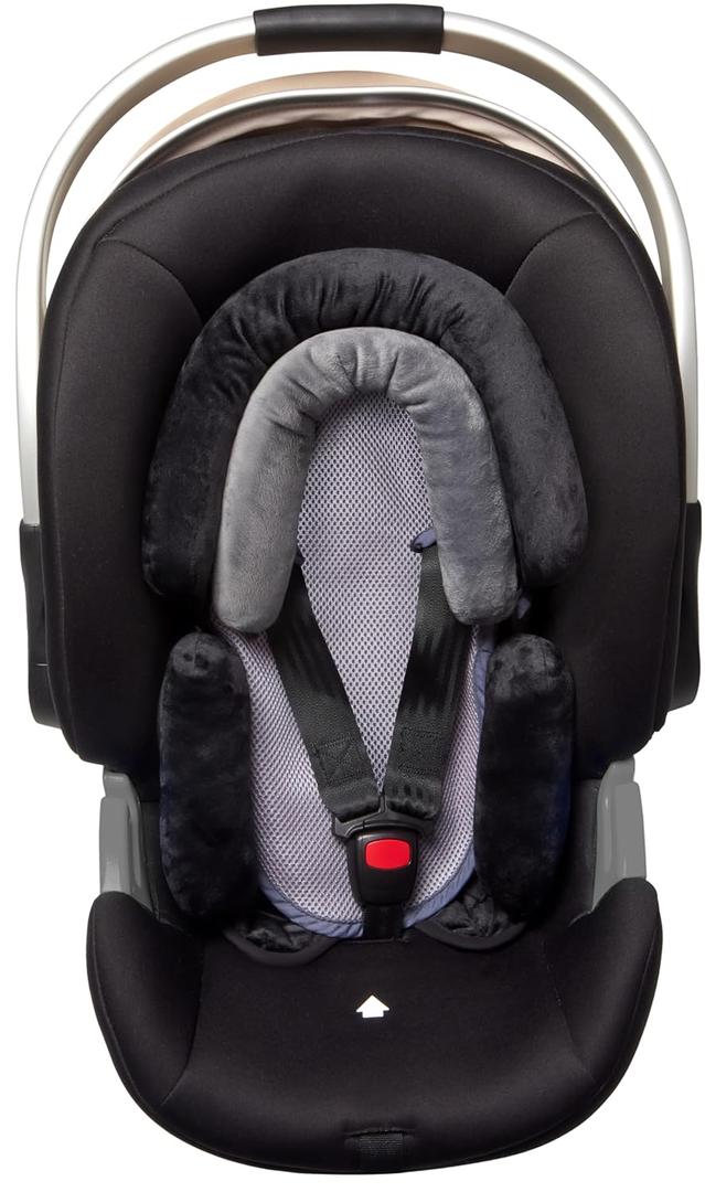 Pro Goleem Breathable 3-in-1 Infant Car Seat Head Support, Soft Infant Car Seat Insert, Carseat Cushion for Toddler, Perfect for Car Seat, Strollers, Swings, Carrier, Bouncer, Black and Grey