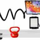 Gooseneck Phone Holder for Bed, iPhone Stand for Desk Recording Fliming Kindle Tablet Stand Accessories Overhead Phone Mount, 360 Adjustable 4.7~11" Clamp Clip - 1m Length(Black)