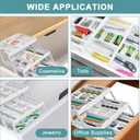 Aobiono Multi Level Smart Drawer Organizer, Multi Tier Expandable Storage Collapsible Foldable Trays for Jewelry, Cosmetics, Makeup, Tools, Battery (White, Single Row - 2 Levels)